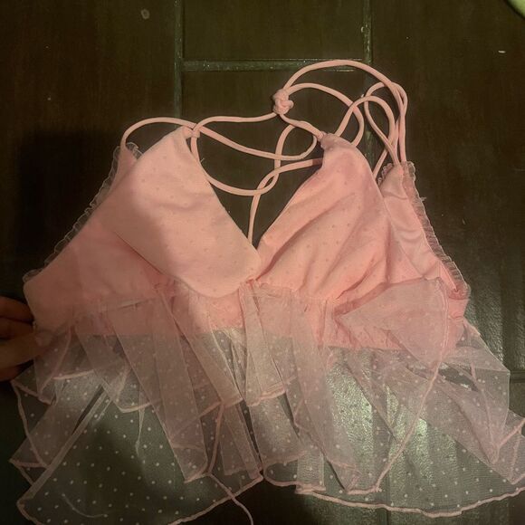 UO Kimchi & Blue Kimchi Blue Tabatha
Rosette Babydoll Top in Blush - Picture 5 of 7